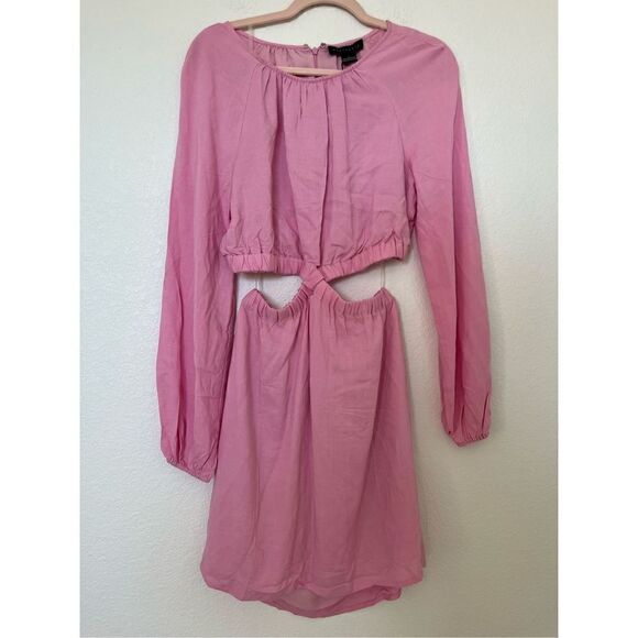 Sanctuary Cutout Long Sleeve Mini Dress in Pink NEW - Picture 3 of 8